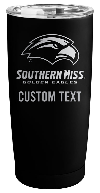 Southern Mississippi Golden Eagles Customizable Officially Licensed 16 oz Engraved Insulated Stainless Steel Tumbler Black