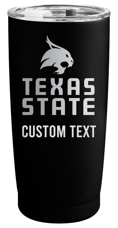Texas State Bobcats Customizable Officially Licensed 16 oz Engraved Insulated Stainless Steel Tumbler Black