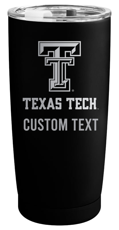 Texas Tech Red Raiders Customizable Officially Licensed 16 oz Engraved Insulated Stainless Steel Tumbler Black
