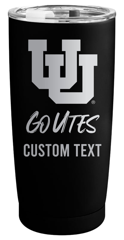 Utah Utes Customizable Officially Licensed 16 oz Engraved Insulated Stainless Steel Tumbler Black