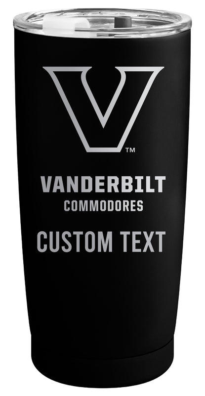 Vanderbilt University Customizable Officially Licensed 16 oz Engraved Insulated Stainless Steel Tumbler Black