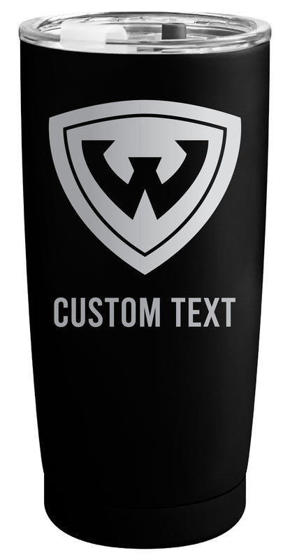 Wayne State Customizable Officially Licensed 16 oz Engraved Insulated Stainless Steel Tumbler Black
