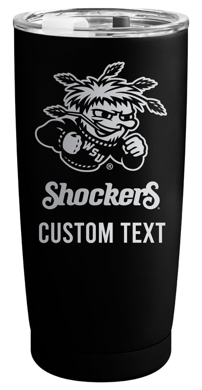 Wichita State Shockers Customizable Officially Licensed 16 oz Engraved Insulated Stainless Steel Tumbler Black