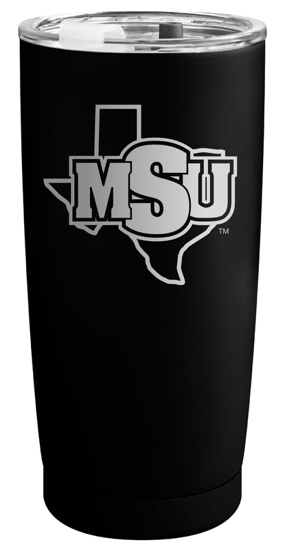 Midwestern State University Mustangs Officially Licensed 16 oz Engraved Insulated Stainless Steel Tumbler Black