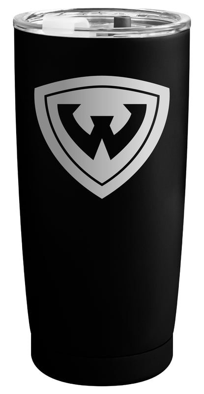 Wayne State Officially Licensed 16 oz Engraved Insulated Stainless Steel Tumbler Black