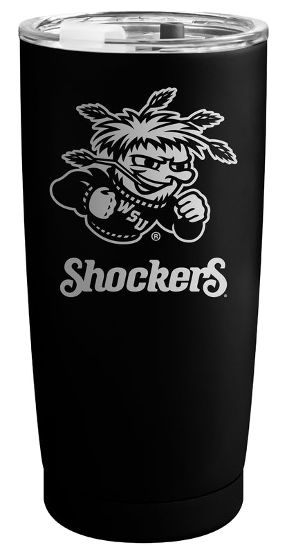 Wichita State Shockers Officially Licensed 16 oz Engraved Insulated Stainless Steel Tumbler Black