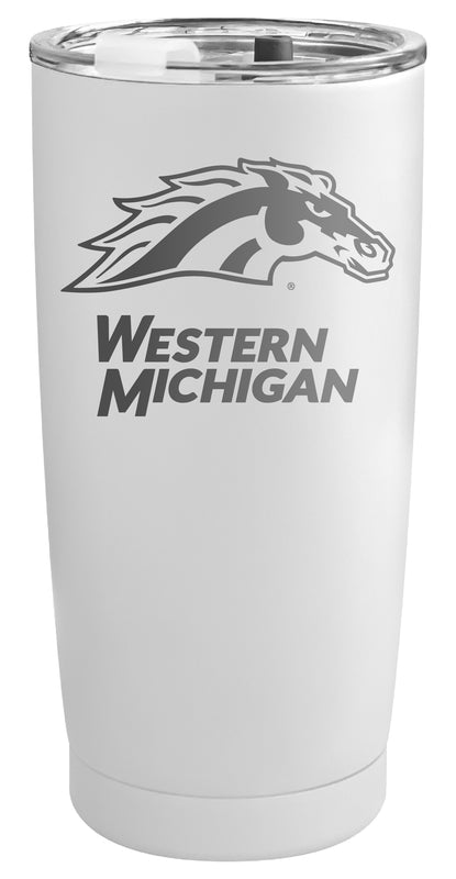 Western Michigan University Officially Licensed 16 oz Engraved Insulated Stainless Steel Tumbler White