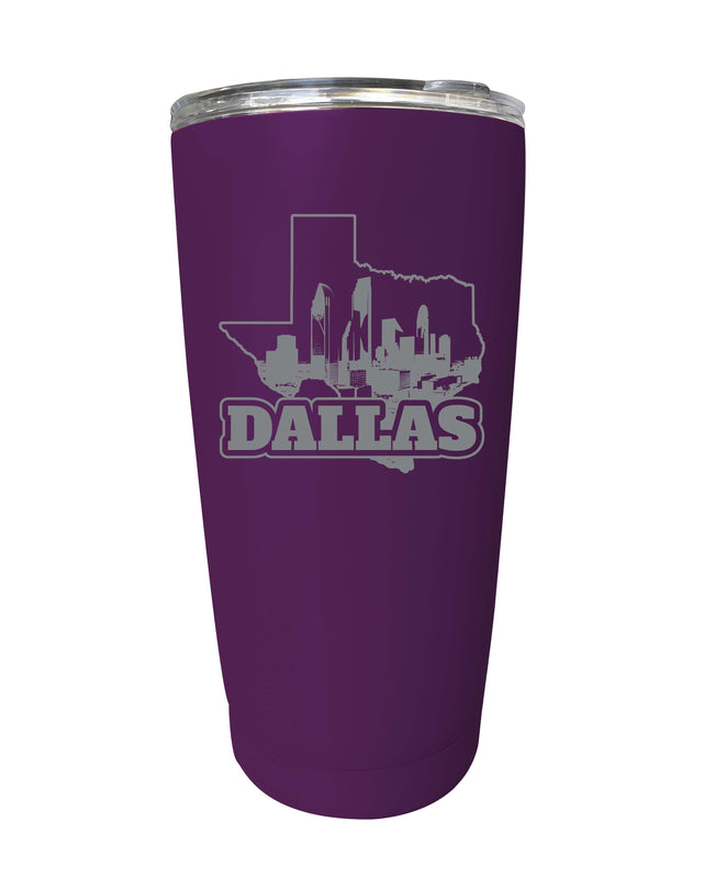 Dallas Texas Souvenir 16 oz Engraved Stainless Steel Insulated Tumbler Purple Single Unit