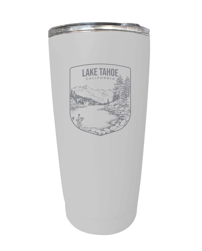 Lake Tahoe California Souvenir 16 oz Engraved Stainless Steel Insulated Tumbler White 2-Pack