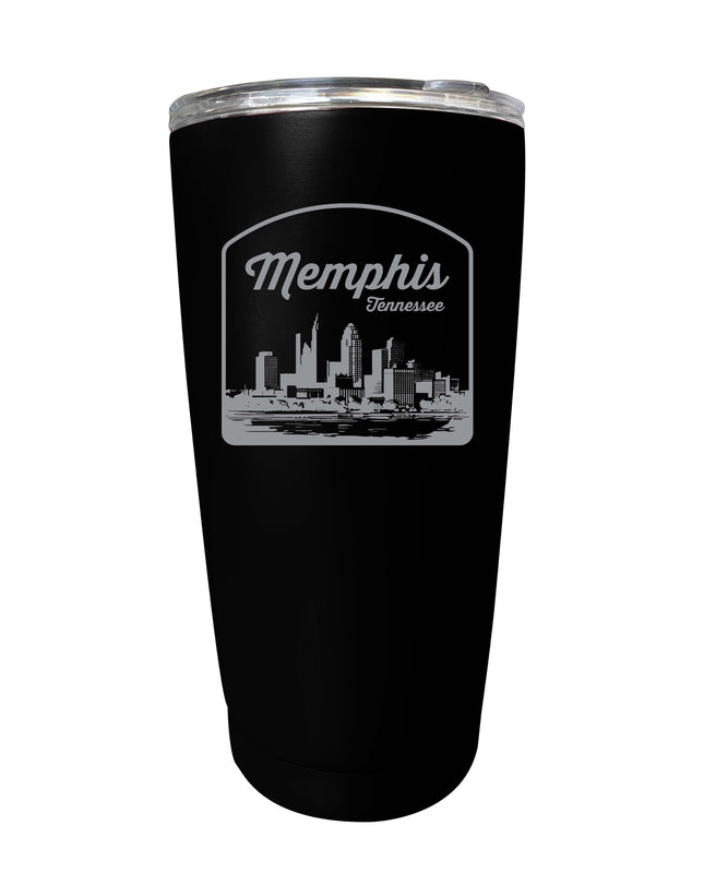 Memphis Tennessee Souvenir 16 oz Engraved Stainless Steel Insulated Tumbler Black 2-Pack