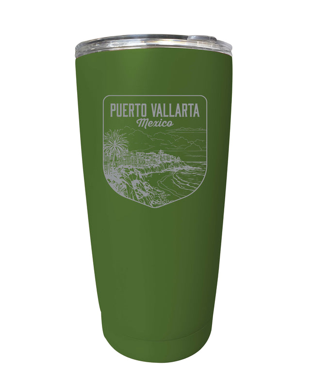 Puerto Vallarta Mexico Souvenir 16 oz Engraved Stainless Steel Insulated Tumbler Green 4-Pack