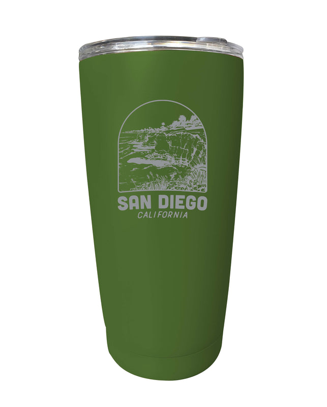 San Diego California Souvenir 16 oz Engraved Stainless Steel Insulated Tumbler Green 4-Pack