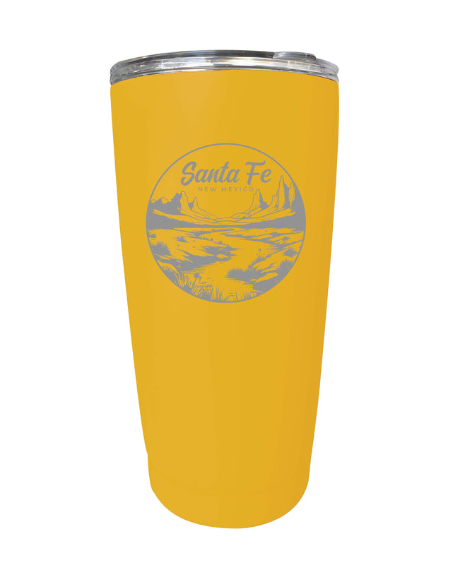 Santa Fe New Mexico Souvenir 16 oz Engraved Stainless Steel Insulated Tumbler Yellow 4-Pack