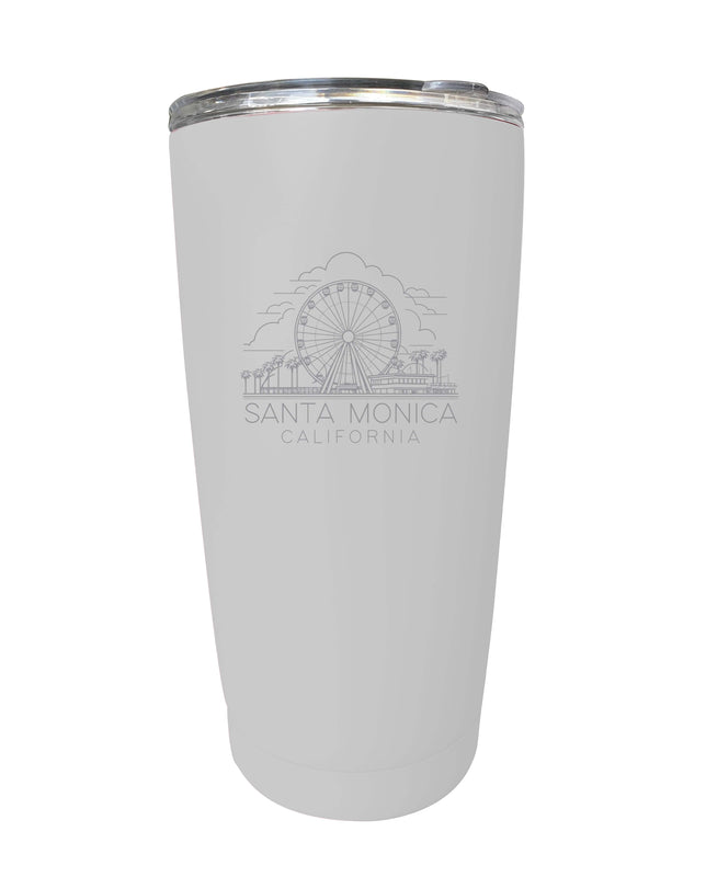 Santa Monica California Souvenir 16 oz Engraved Stainless Steel Insulated Tumbler White Single Unit
