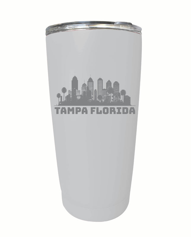 Tampa Florida Souvenir 16 oz Engraved Stainless Steel Insulated Tumbler White 4-Pack