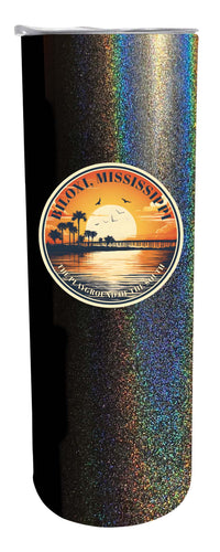 Biloxi Mississippi Design A Souvenir 20 oz Insulated Stainless Steel Skinny Tumbler Black Glitter 2-Pack