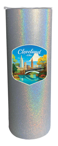 Cleveland Ohio Design B Souvenir 20 oz Insulated Stainless Steel Skinny Tumbler Gray Glitter 2-Pack