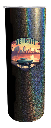 Detroit Michigan Design A Souvenir 20 oz Insulated Stainless Steel Skinny Tumbler Black Glitter Single