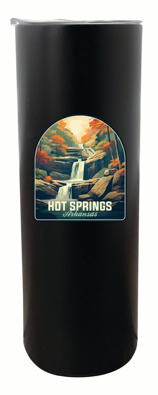 Hot Springs Arkansas Autumn Waterfall Design Souvenir 20 oz Insulated Stainless Steel Skinny Tumbler Black Single