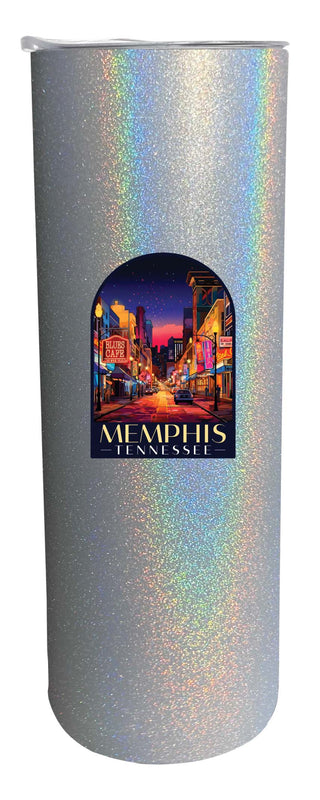 Memphis Tennessee Design C Souvenir 20 oz Insulated Stainless Steel Skinny Tumbler Gray Glitter 4-Pack