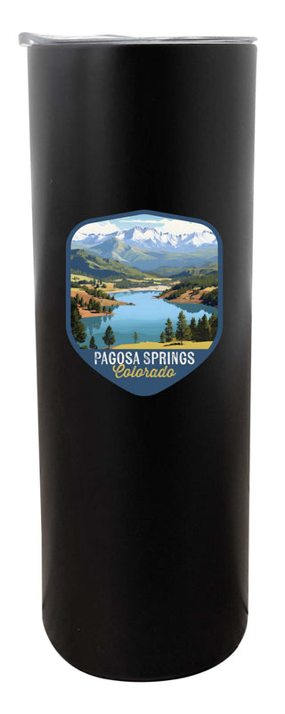 Pagosa Springs Colorado Design B Souvenir 20 oz Insulated Stainless Steel Skinny Tumbler Black 2-Pack