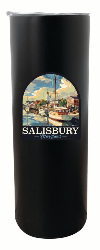 Salisbury Maryland Port of Salisbury Marina Design Souvenir 20 oz Insulated Stainless Steel Skinny Tumbler Black Single