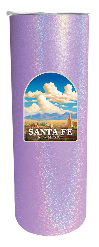 Santa Fe New Mexico Design A Souvenir 20 oz Insulated Stainless Steel Skinny Tumbler Purple Glitter 4-Pack