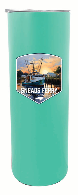Sneads Ferry North Carolina Shrimp Boat Design Souvenir 20 oz Insulated Stainless Steel Skinny Tumbler Seafoam 2-Pack
