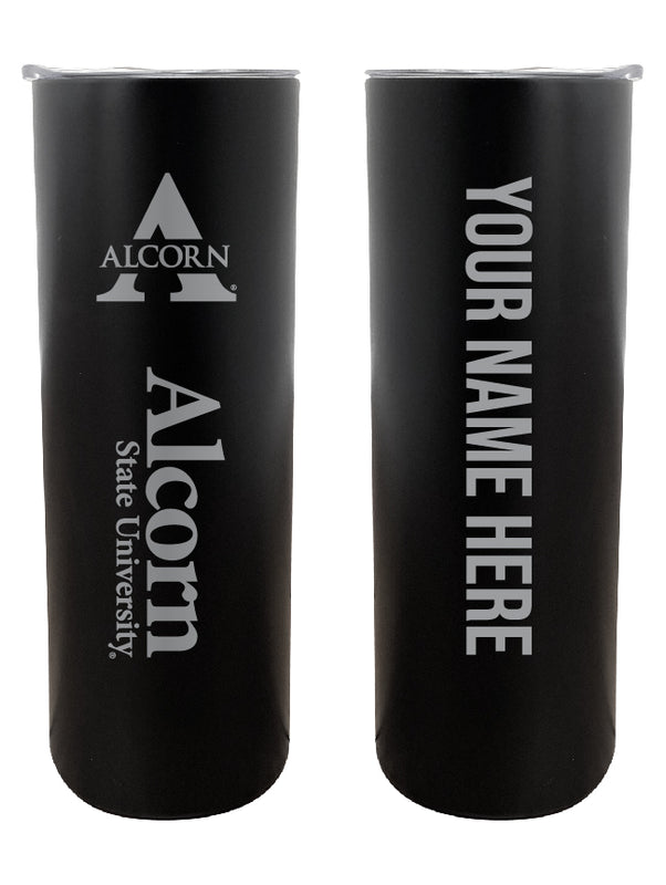 Alcorn State Braves Customizable 20 oz Engraved Insulated Skinny Tumbler Officially Licensed Collegiate Product Black