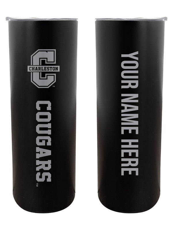 College of Charleston Customizable 20 oz Engraved Insulated Skinny Tumbler Officially Licensed Collegiate Product Black