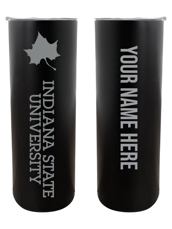 Indiana State University Customizable 20 oz Engraved Insulated Skinny Tumbler Officially Licensed Collegiate Product Black