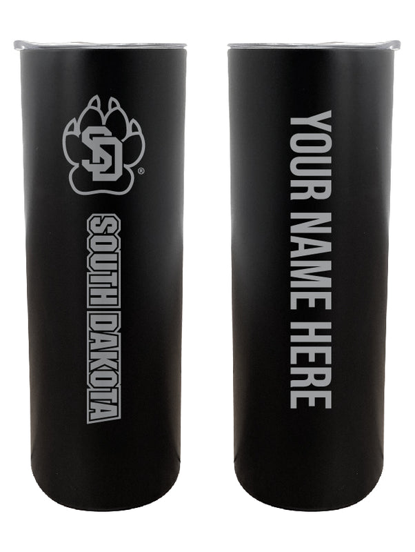 South Dakota Coyotes Customizable 20 oz Engraved Insulated Skinny Tumbler Officially Licensed Collegiate Product Black