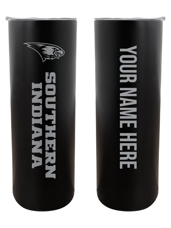 University of Southern Indiana Customizable 20 oz Engraved Insulated Skinny Tumbler Officially Licensed Collegiate Product Black