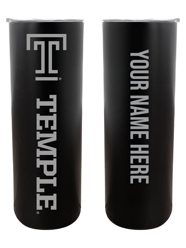 Temple University Customizable 20 oz Engraved Insulated Skinny Tumbler Officially Licensed Collegiate Product Black