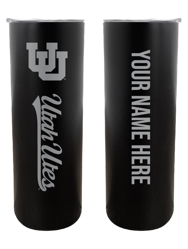 Utah Utes Customizable 20 oz Engraved Insulated Skinny Tumbler Officially Licensed Collegiate Product Black