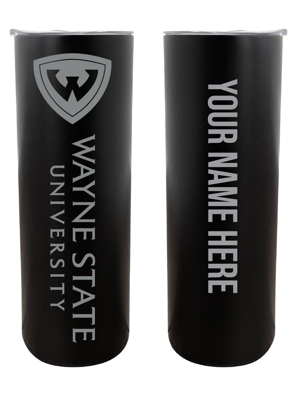Wayne State Customizable 20 oz Engraved Insulated Skinny Tumbler Officially Licensed Collegiate Product Black