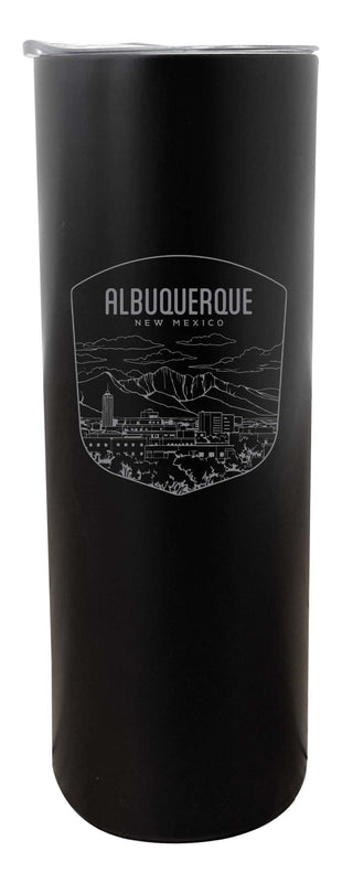 Albuquerque New Mexico Souvenir 20 oz Engraved Insulated Stainless Steel Skinny Tumbler Black Single Unit