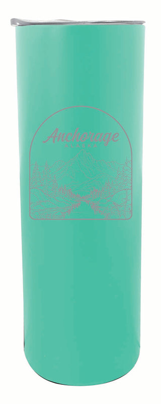 Anchorage Alaska Souvenir 20 oz Engraved Insulated Stainless Steel Skinny Tumbler Seafoam 2-Pack