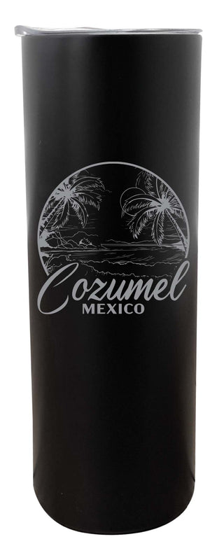 Cozumel Mexico Souvenir 20 oz Engraved Insulated Stainless Steel Skinny Tumbler Black 4-Pack