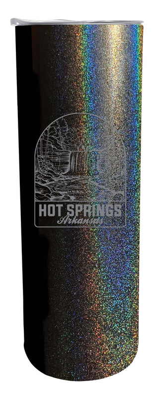 Hot Springs Arkansas Souvenir 20 oz Engraved Insulated Stainless Steel Skinny Tumbler Black Glitter 2-Pack