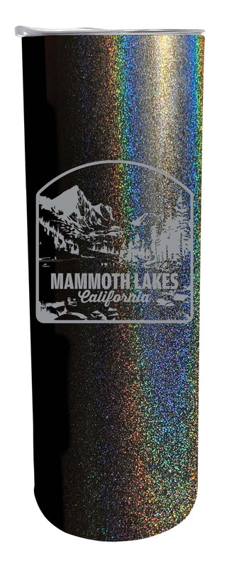 Mammoth Lakes California Souvenir 20 oz Engraved Insulated Stainless Steel Skinny Tumbler Black Glitter 2-Pack