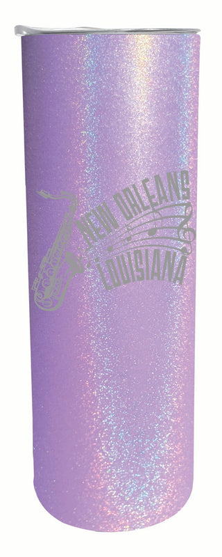 New Orleans Louisiana Souvenir 20 oz Engraved Insulated Stainless Steel Skinny Tumbler Purple Glitter 4-Pack