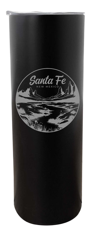 Santa Fe New Mexico Souvenir 20 oz Engraved Insulated Stainless Steel Skinny Tumbler Black 2-Pack
