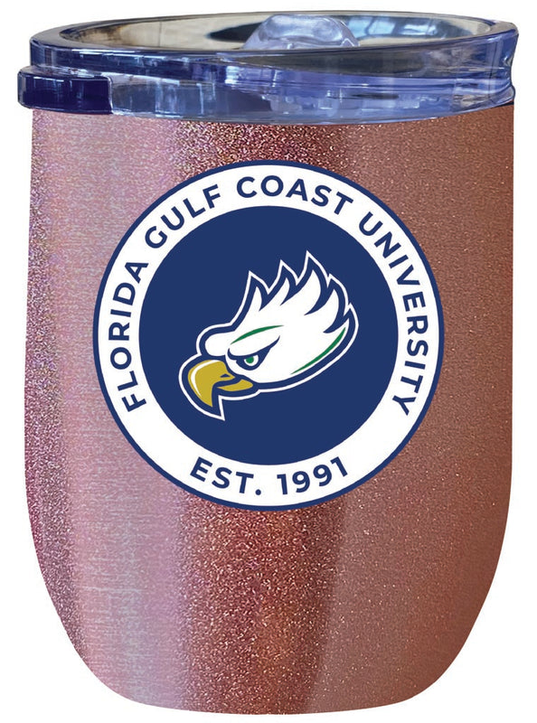 Florida Gulf Coast Eagles 12 oz Insulated Wine Stainless Steel Tumbler Rose Gold Officially Licensed Collegiate Product Rose Gold