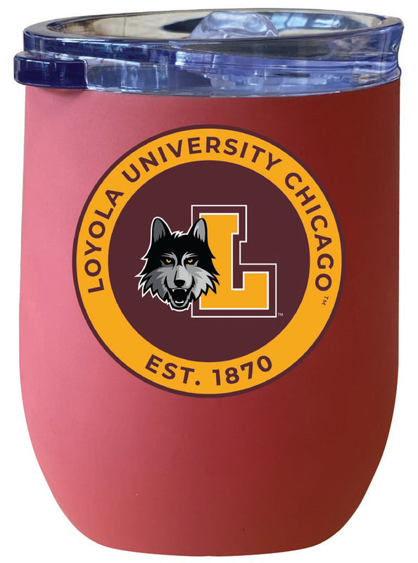 Loyola University Ramblers 12 oz Insulated Wine Stainless Steel Tumbler Coral Officially Licensed Collegiate Product Coral