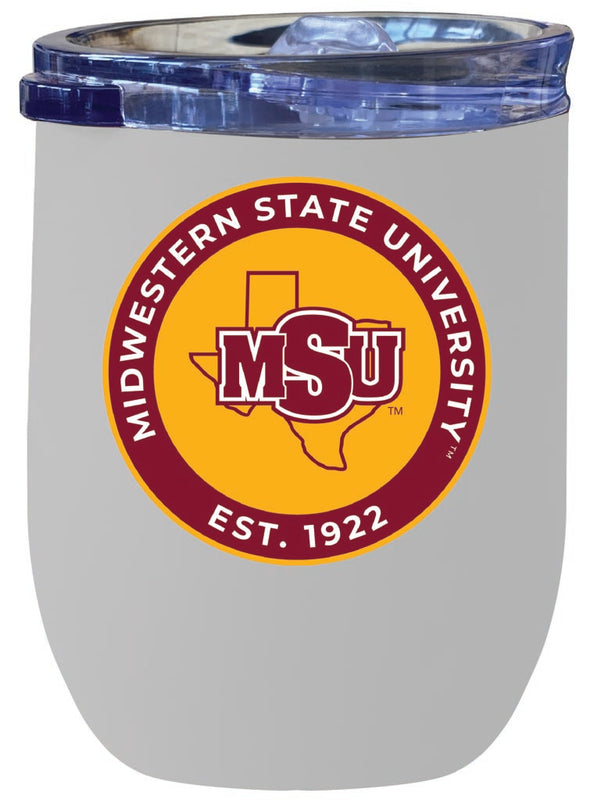 Midwestern State University Mustangs 12 oz Insulated Wine Stainless Steel Tumbler White Officially Licensed Collegiate Product White