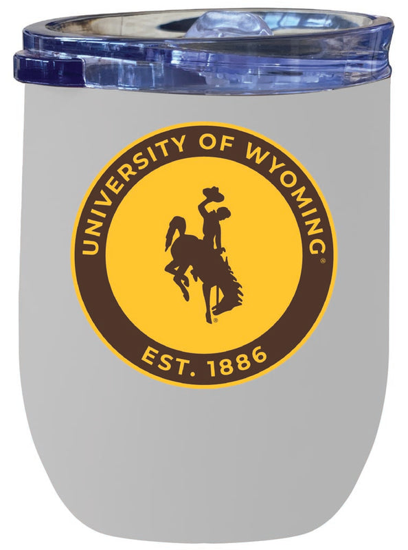 University of Wyoming 12 oz Insulated Wine Stainless Steel Tumbler White Officially Licensed Collegiate Product White