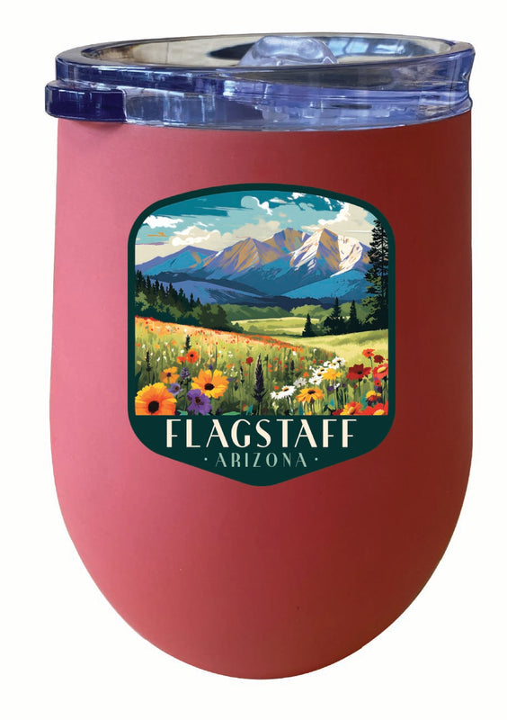 Flagstaff Arizona Design C Souvenir 12 oz Insulated Wine Stainless Steel Tumbler Coral 2-Pack