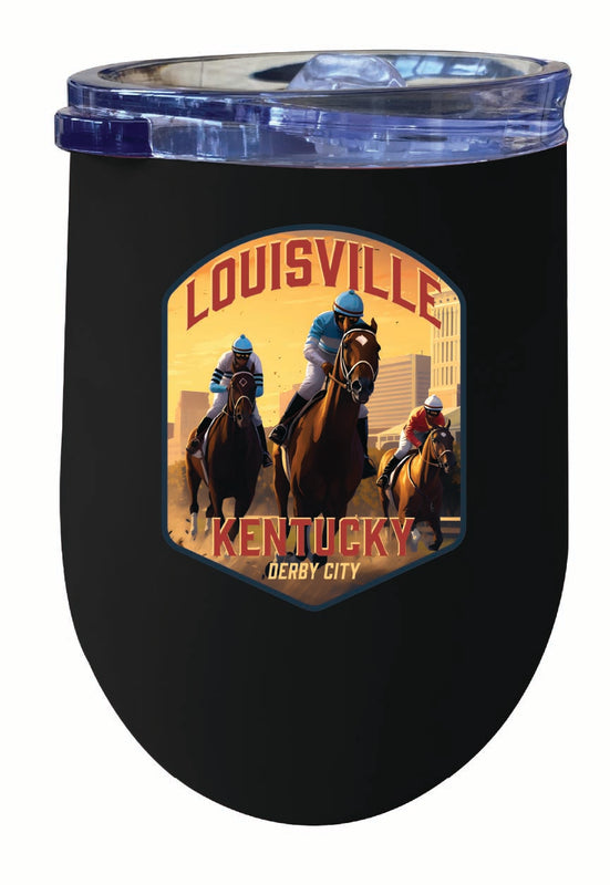 Louisville Kentucky Derby City Design Souvenir 12 oz Insulated Wine Stainless Steel Tumbler Black Single