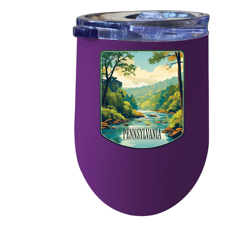 Pennsylvania Design B Souvenir 12 oz Insulated Wine Stainless Steel Tumbler Purple 4-Pack